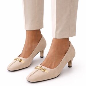 Stuart Weitzman Gold Cream Heels